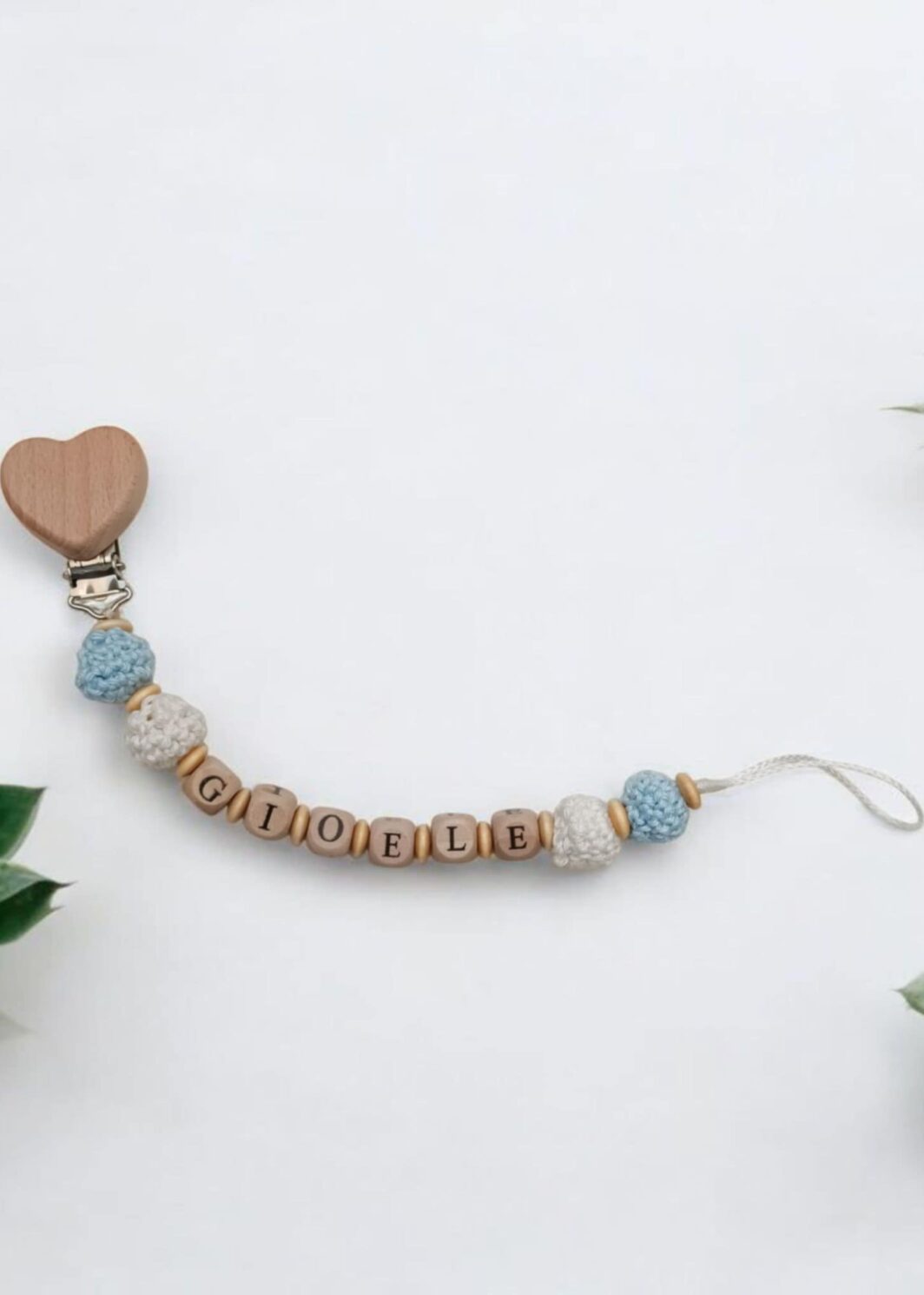 Catenella clip cuore e palline uncinetto